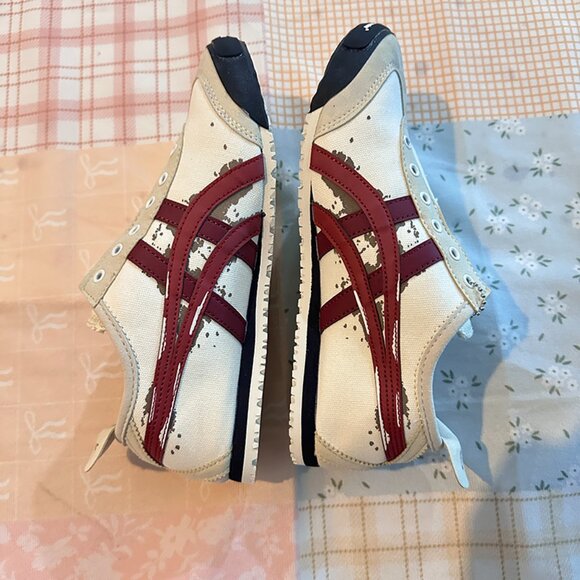 Onitsuka Tiger Off-White Sneakers With Burgundy Stripes - Picture 3 of 5